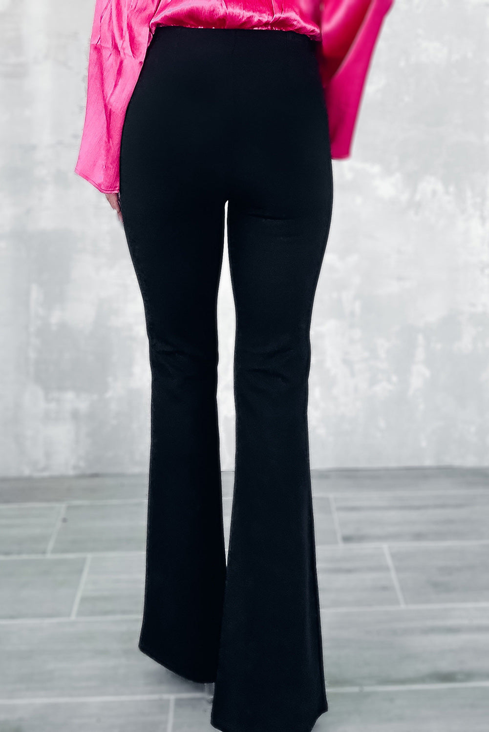 Black Slit Front Flare Pants