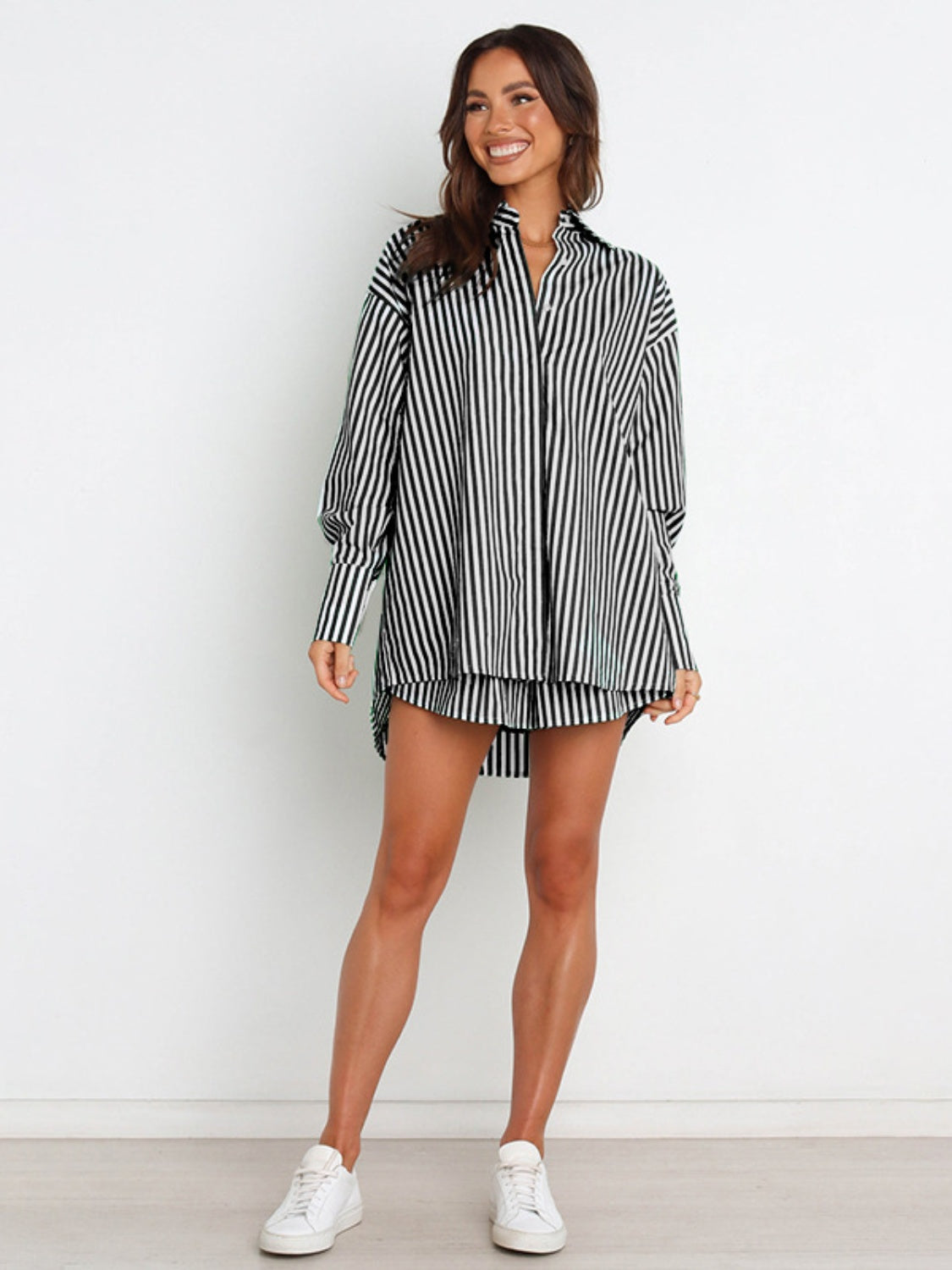 Striped Shirt and Shorts Set