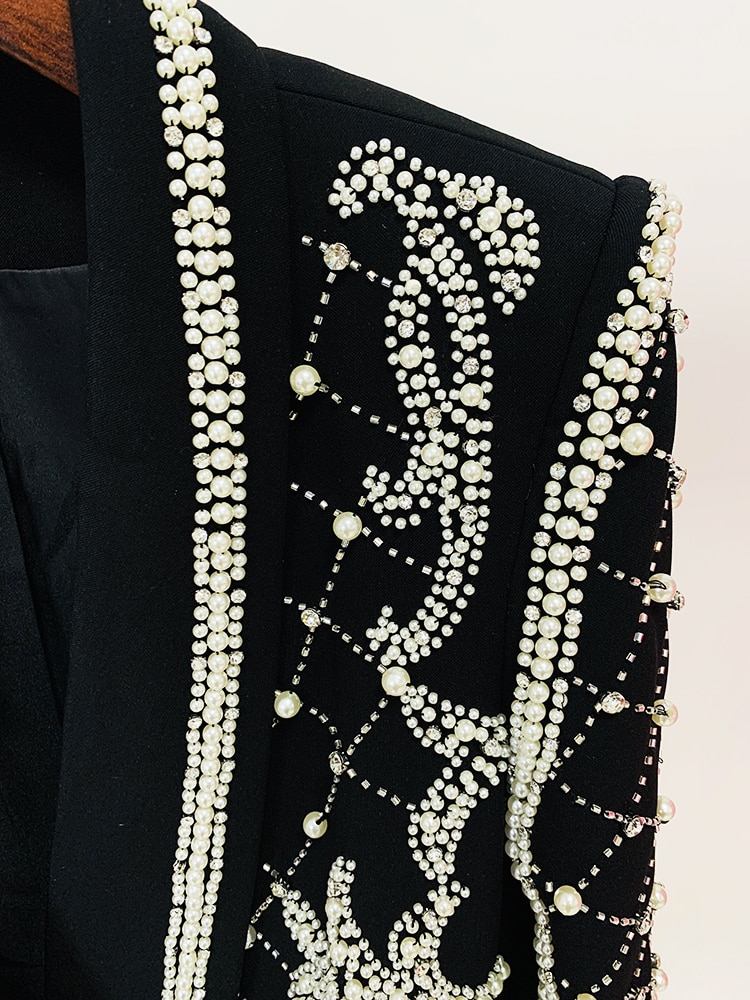 Pearls Beaded Blazer Dress - Whiicka