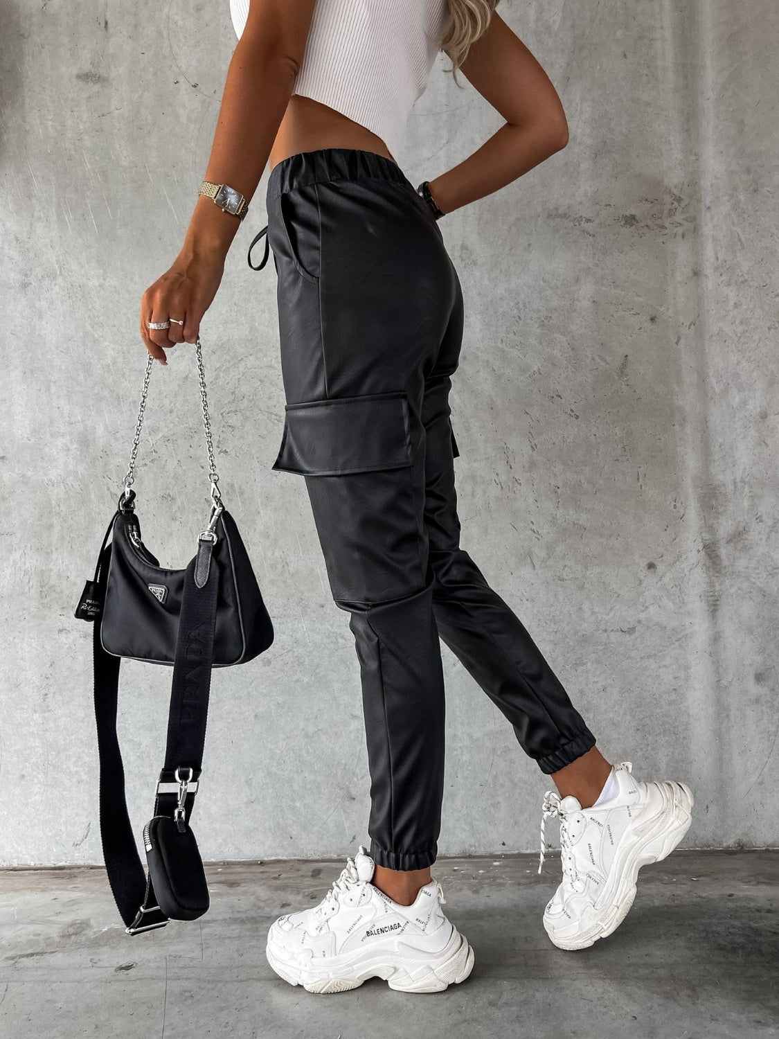 Black Drawstring Pants with Pockets