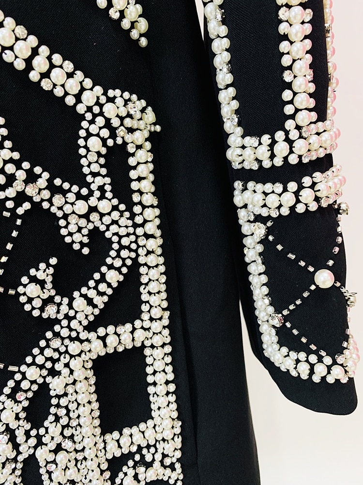 Pearls Beaded Blazer Dress - Whiicka