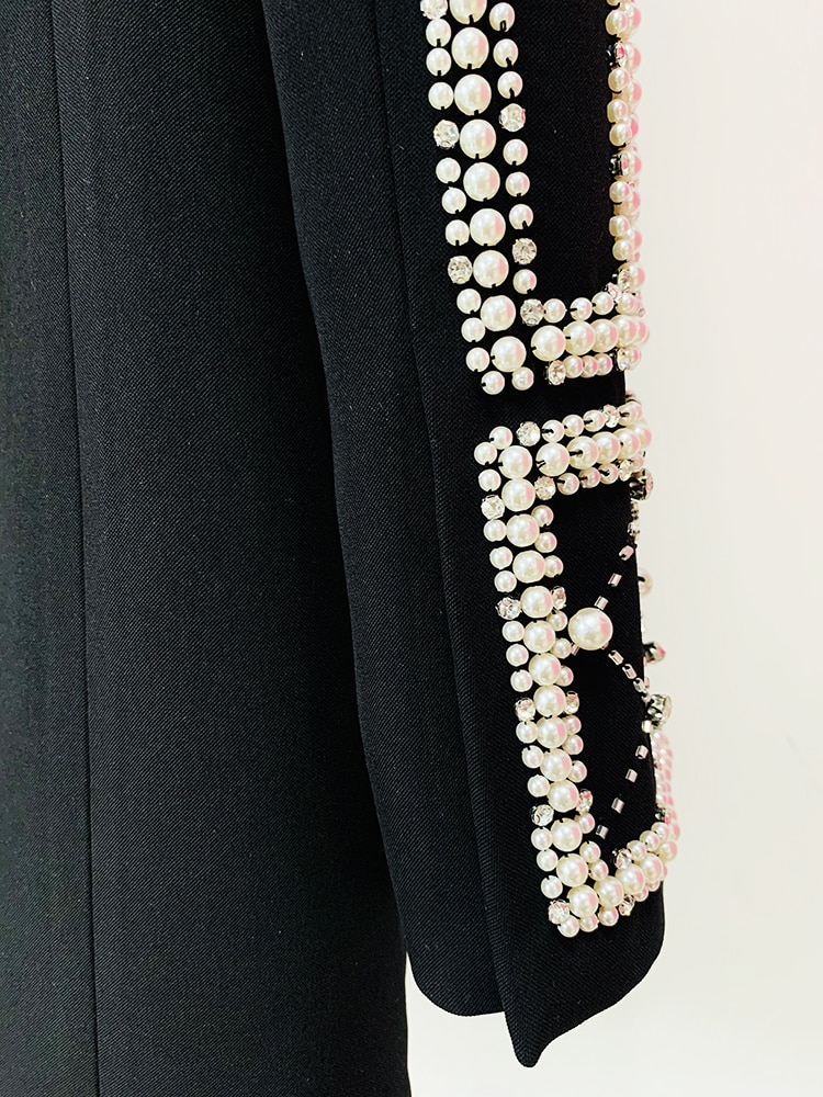 Pearls Beaded Blazer Dress - Whiicka