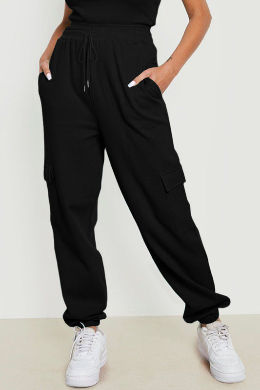 Black Drawstring Joggers with Pockets