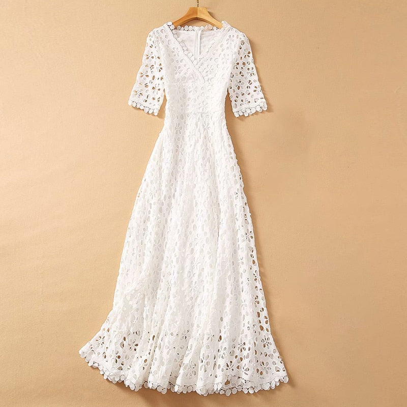 Hollow Out Embroidery Dress - Whiicka