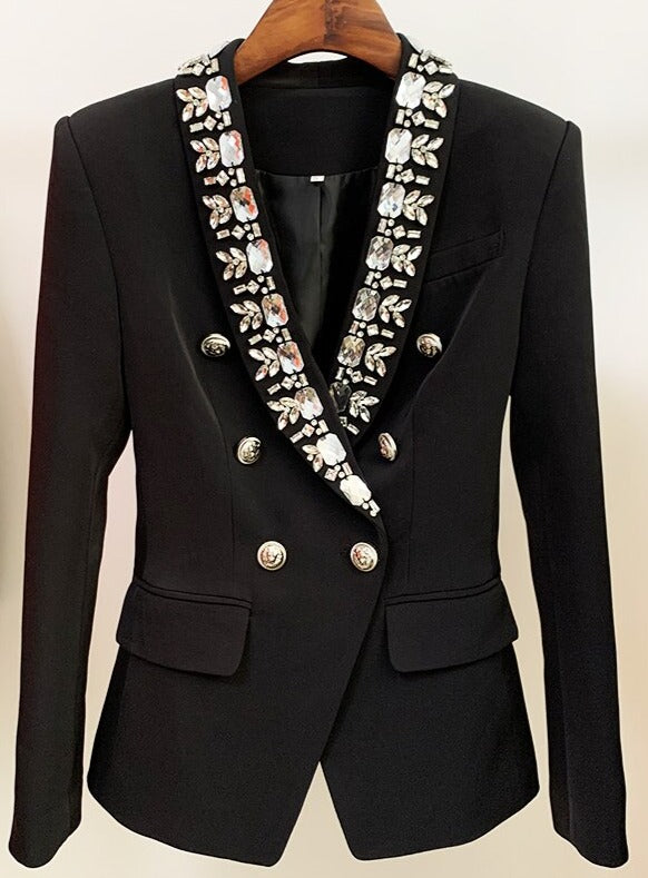 Beading Shawl Collar Blazer - Whiicka