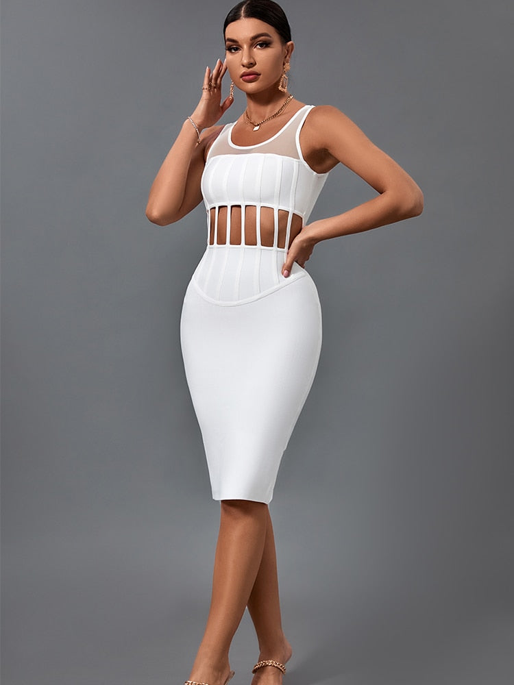 Elegant Sexy Ribbed Bandage Dress - Whiicka