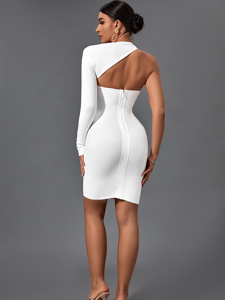 Cut Out Long Sleeve Bandage Dress - Whiicka