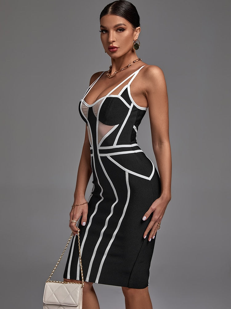 Sexy Mesh Insert Bandage Dress - Whiicka