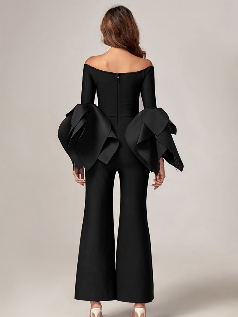 Bandage Ruffle Wide Leg Jumpsuit - Whiicka