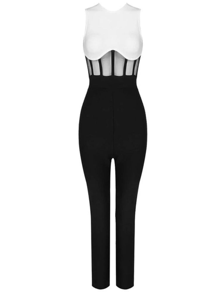 Black and White Bandage Jumpsuit - Whiicka