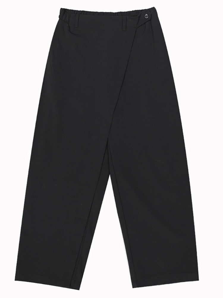 Black Brief Pleated Long Trousers - Whiicka