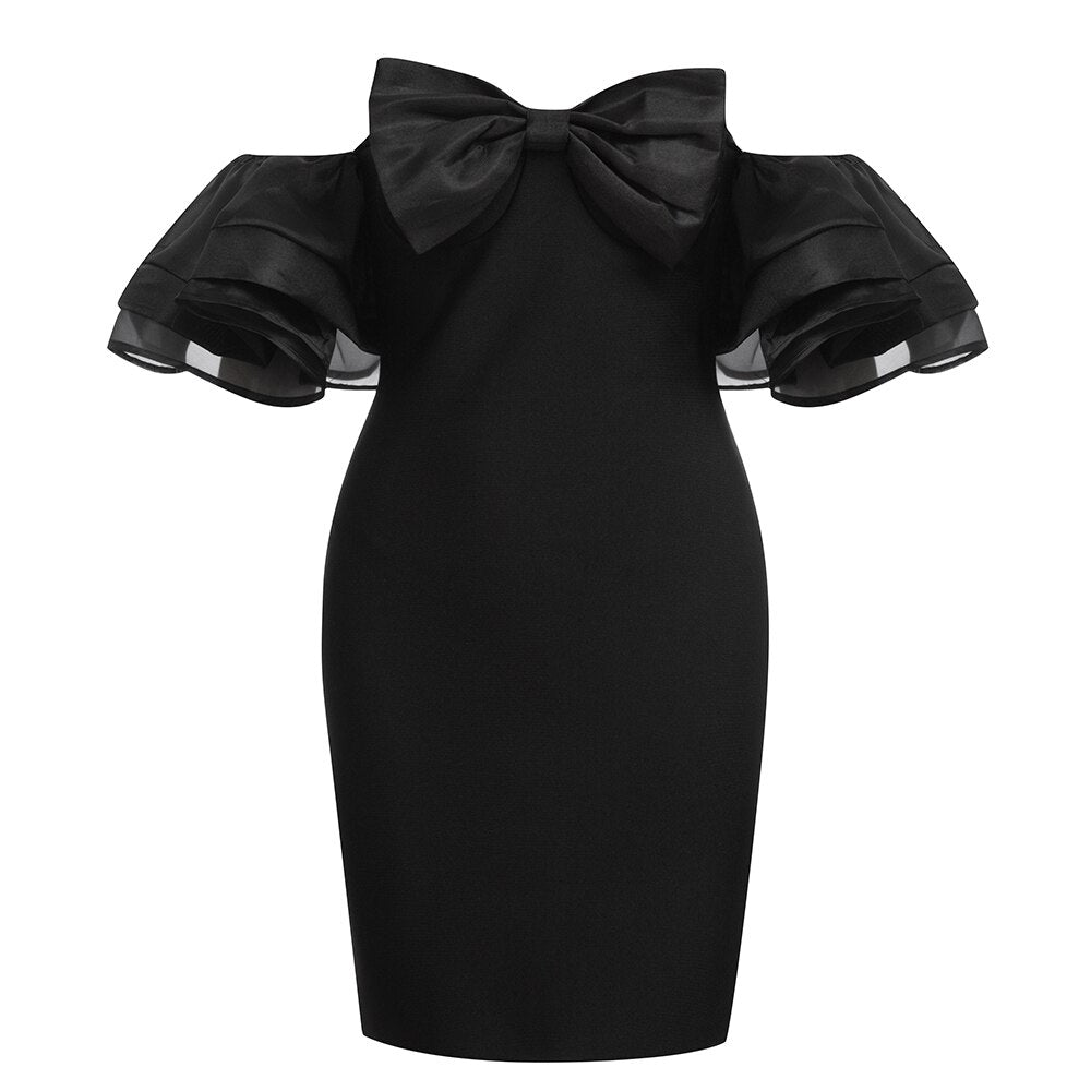 Sexy Bow Off Shoulder Evening Dress - Whiicka