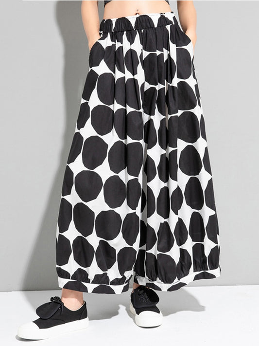 Polka Dot Wide Leg Loose Fit Pants - Whiicka