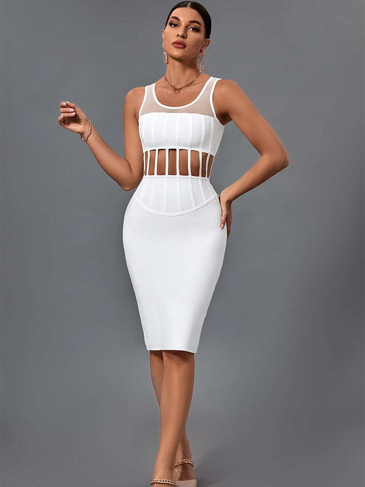 Elegant Sexy Ribbed Bandage Dress - Whiicka