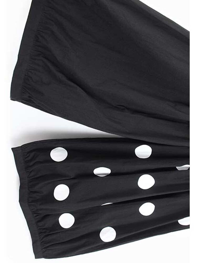 Polka Dot Pleated Loose Fit Pants - Whiicka