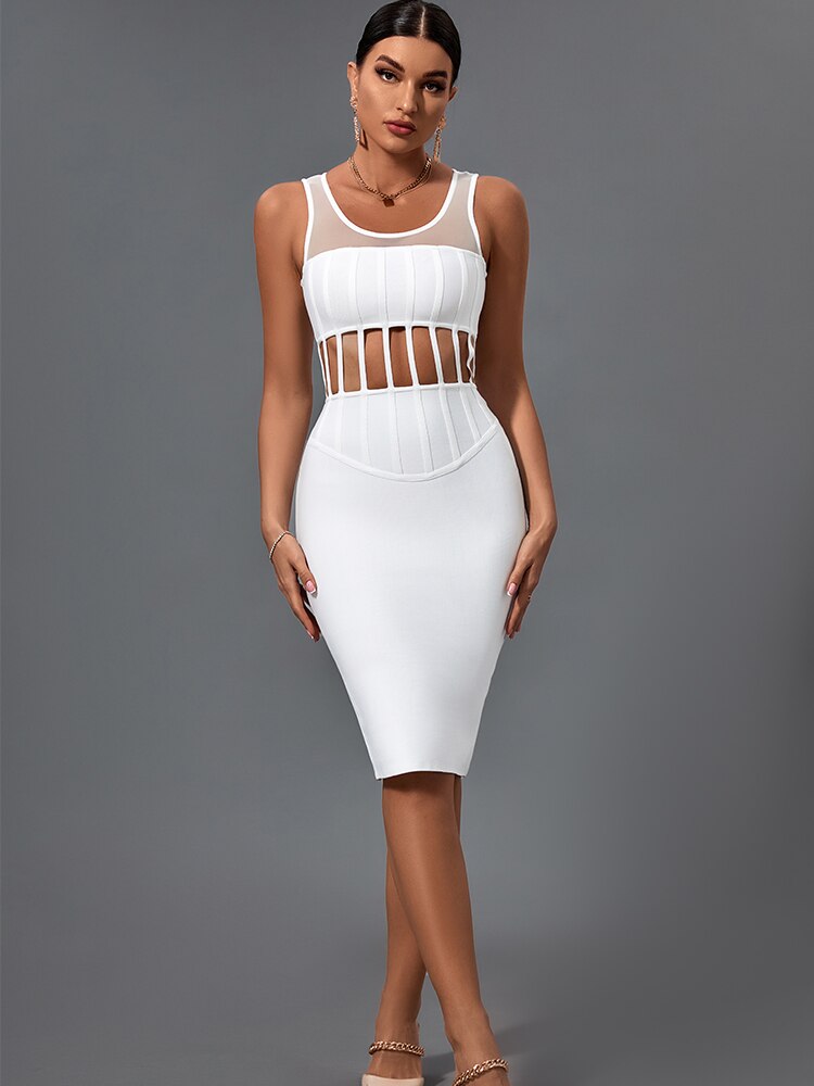 Elegant Sexy Ribbed Bandage Dress - Whiicka