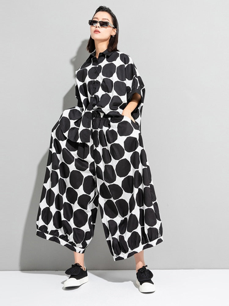 Polka Dot Wide Leg Loose Fit Pants - Whiicka