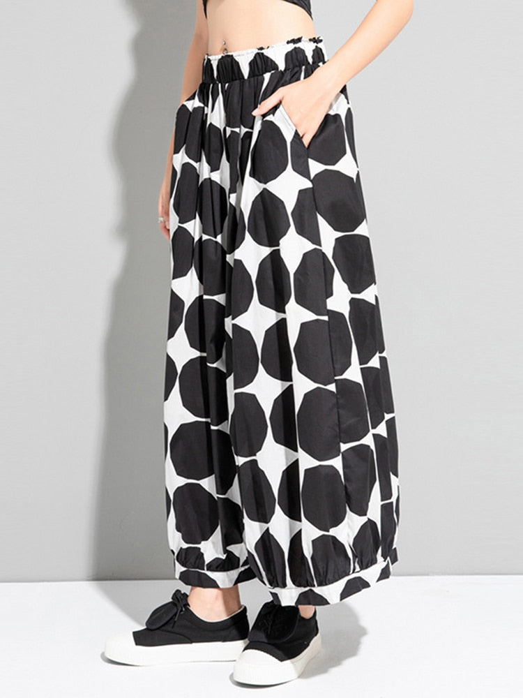 Polka Dot Wide Leg Loose Fit Pants - Whiicka