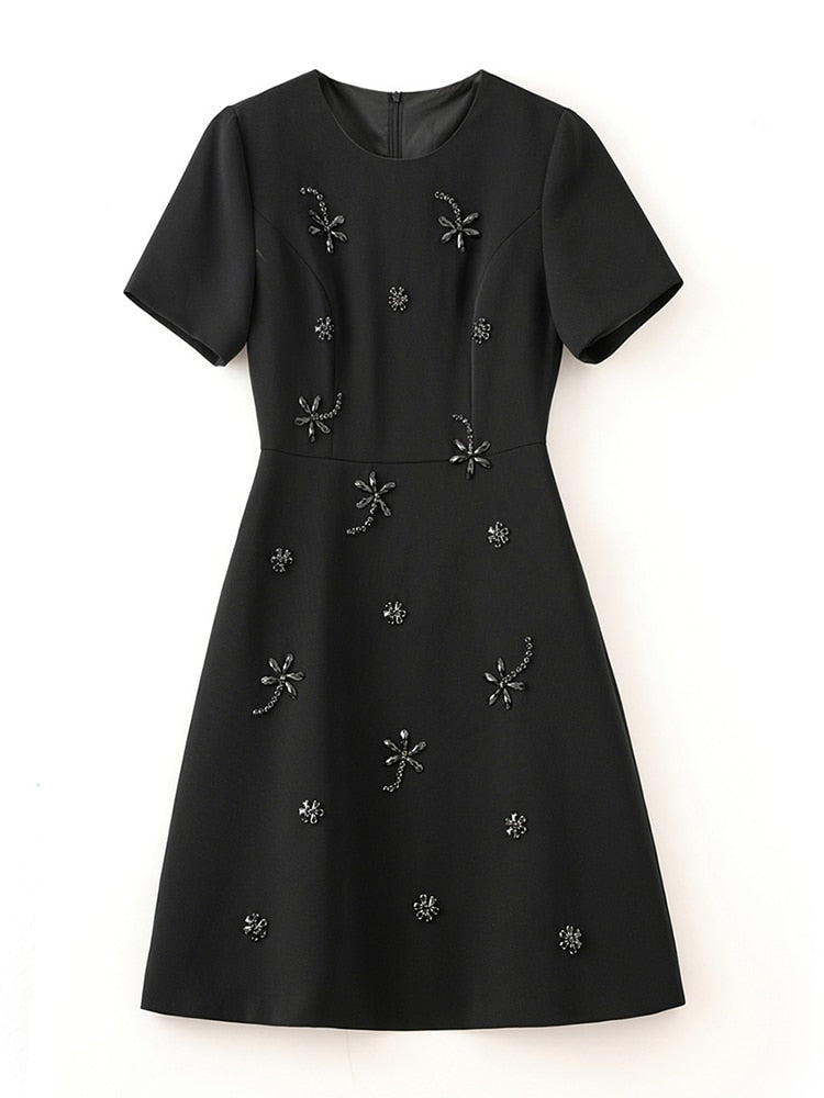 Short Sleeve Spliced Diamonds Dress - Whiicka