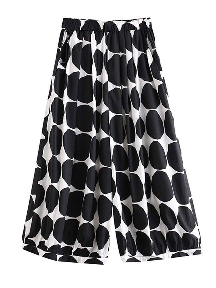 Polka Dot Wide Leg Loose Fit Pants - Whiicka