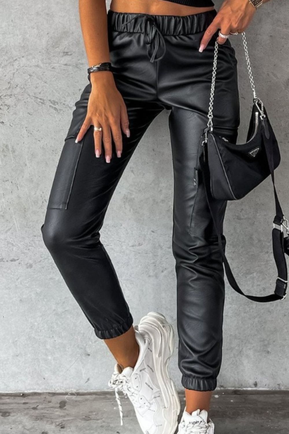 Black Drawstring Pants with Pockets