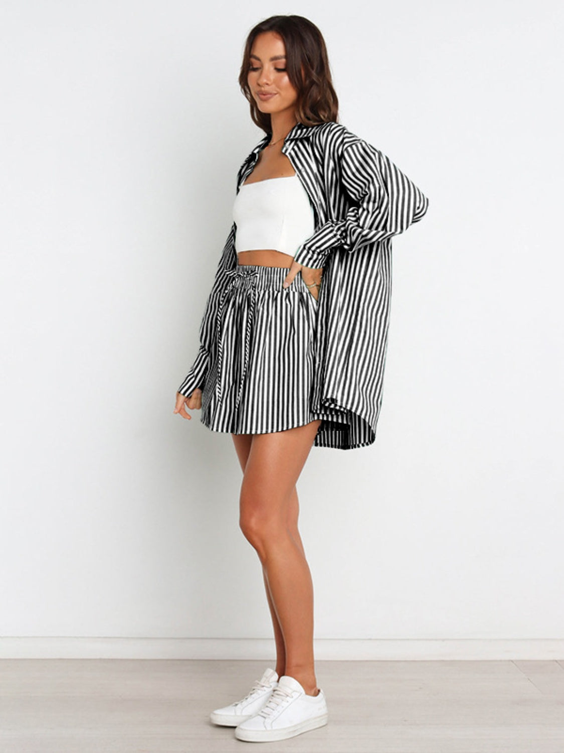 Striped Shirt and Shorts Set