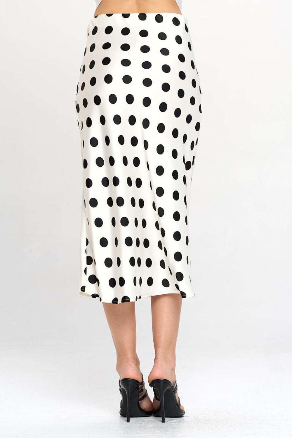 Polka Dot Satin Midi Skirt