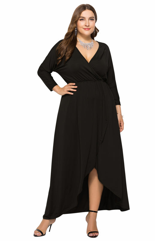 Plus Size Black Deep V Dress