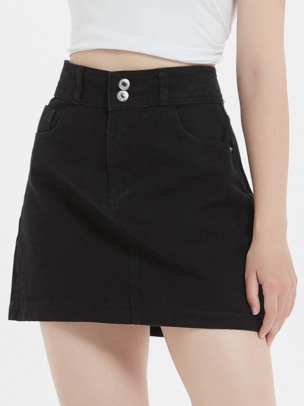 Women's black slim denim skirt