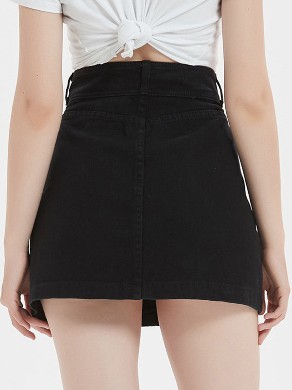 Women's black slim denim skirt