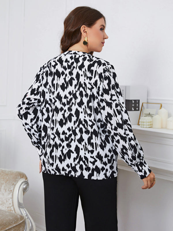 Plus size niche retro leopard shirt