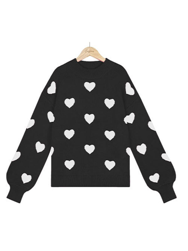 Valentine's Day Heart Pullover Women's Loose Knitwear