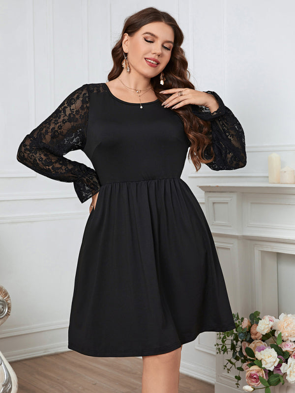 Black Lace Elegant Plus Size Dress