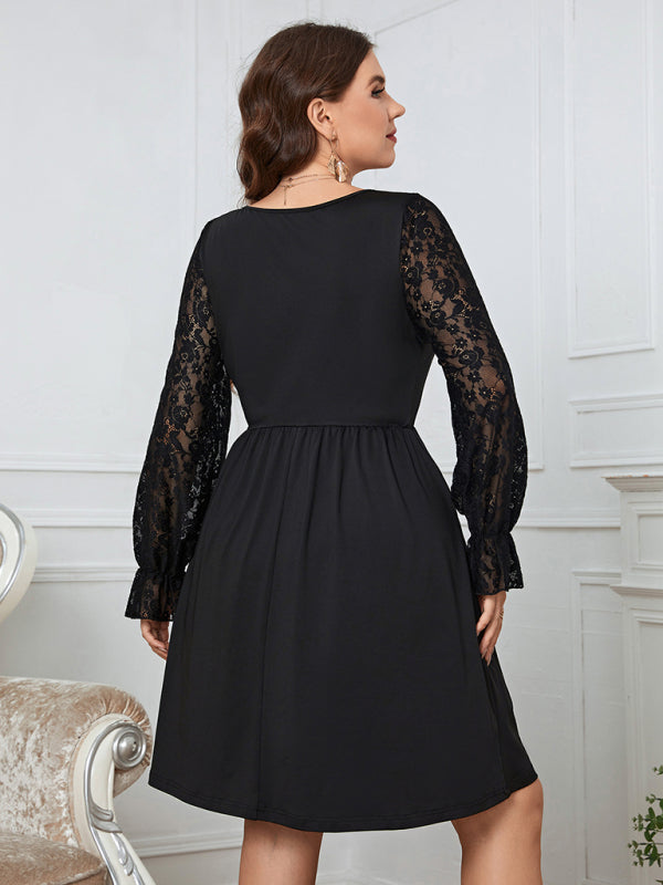 Black Lace Elegant Plus Size Dress