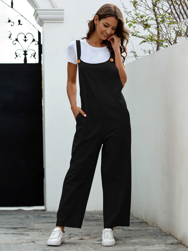 Women's Woven Casual Long Overalls