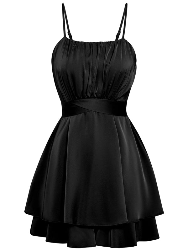 Women's casual black sling waist romper