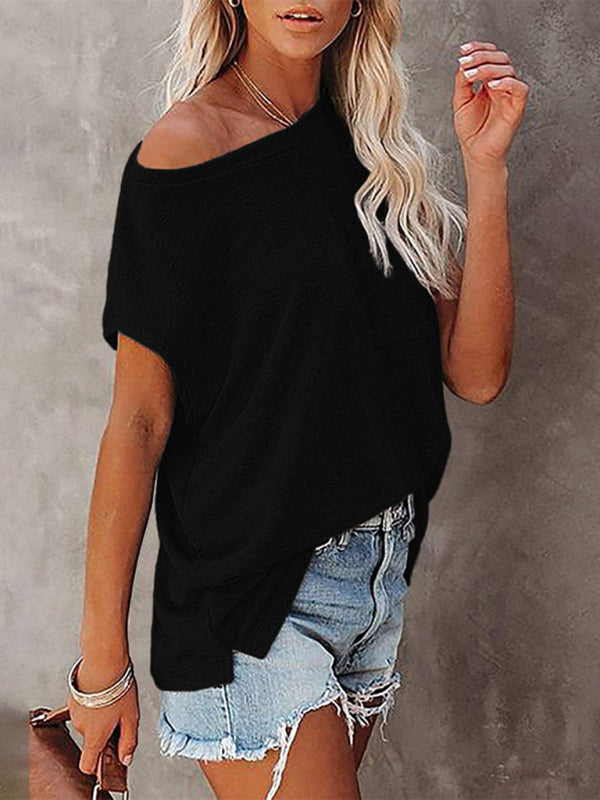 Black basic Short Sleeves Top