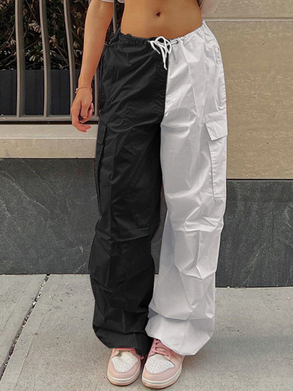 High Waist Straight Wide Leg Loose Tether Cargo Pants