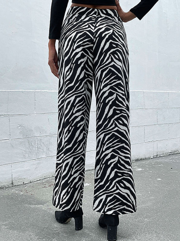 Women's zebra print wide leg pants