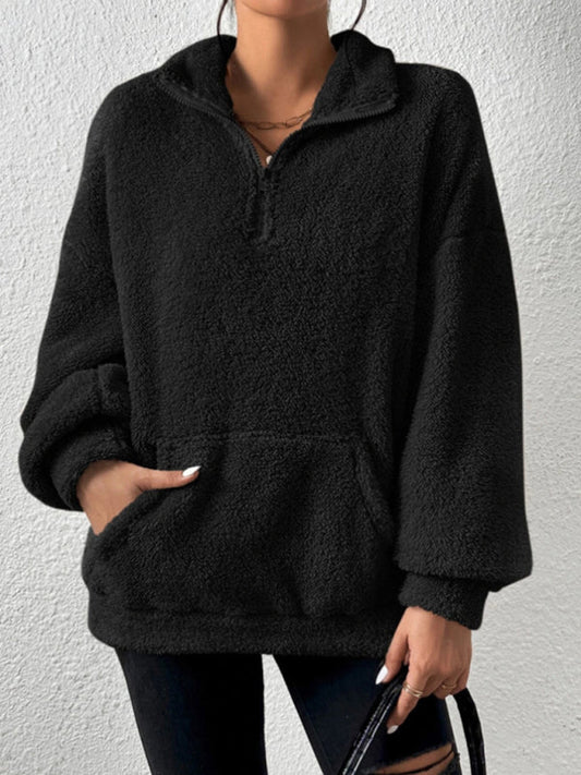 Black Teddy velvet casual sweatshirt