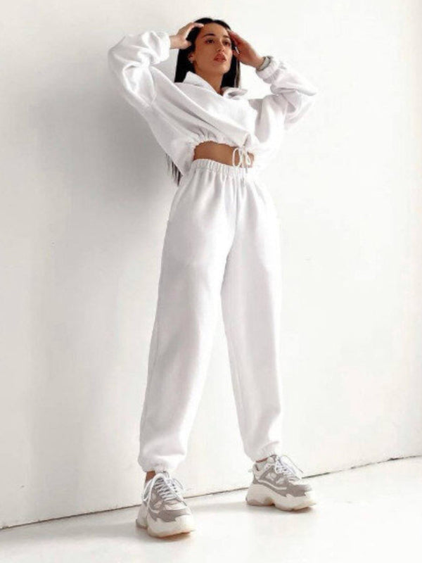 Hooded sweatshirt sports casual suit two piece set