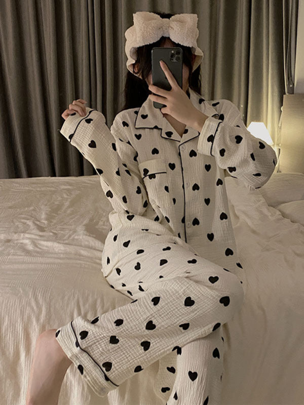 Winter Balck and White Heart Pajamas