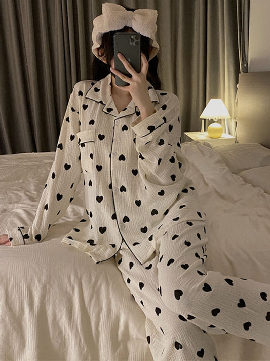 Winter Balck and White Heart Pajamas