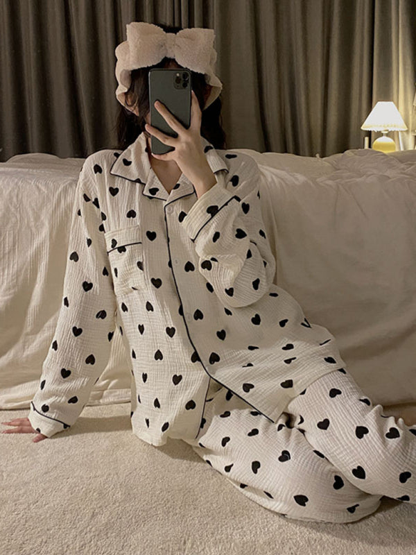 Winter Balck and White Heart Pajamas