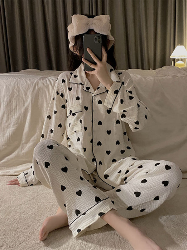 Winter Balck and White Heart Pajamas