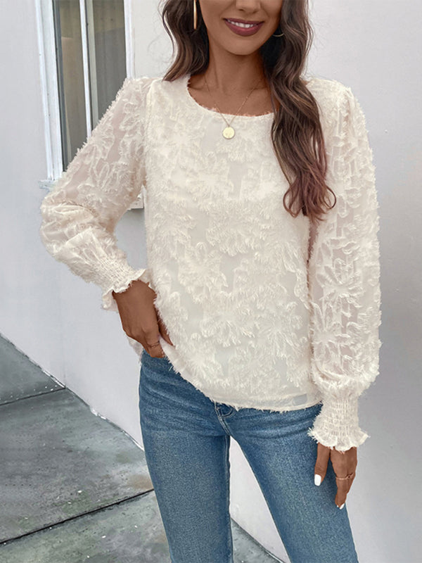 Women's Elegant Floral Long Sleeves Top