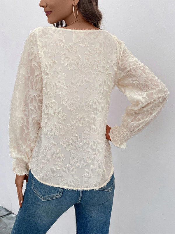 Women's Elegant Floral Long Sleeves Top