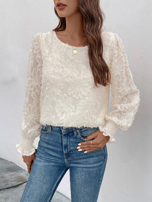 Women's Elegant Floral Long Sleeves Top