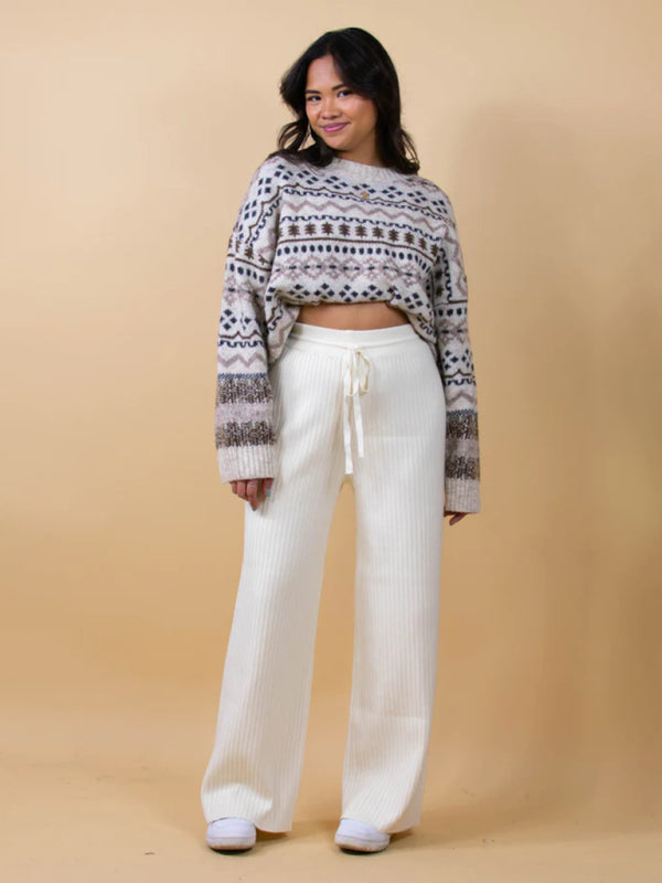 Casual drawstring loose straight Pants