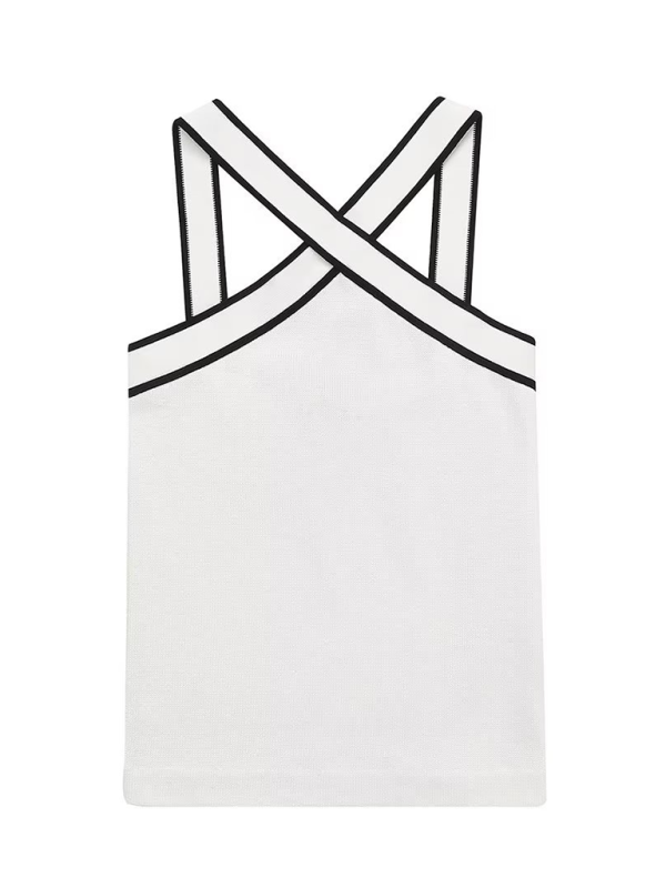 Women's slim fit contrast knitted suspender top